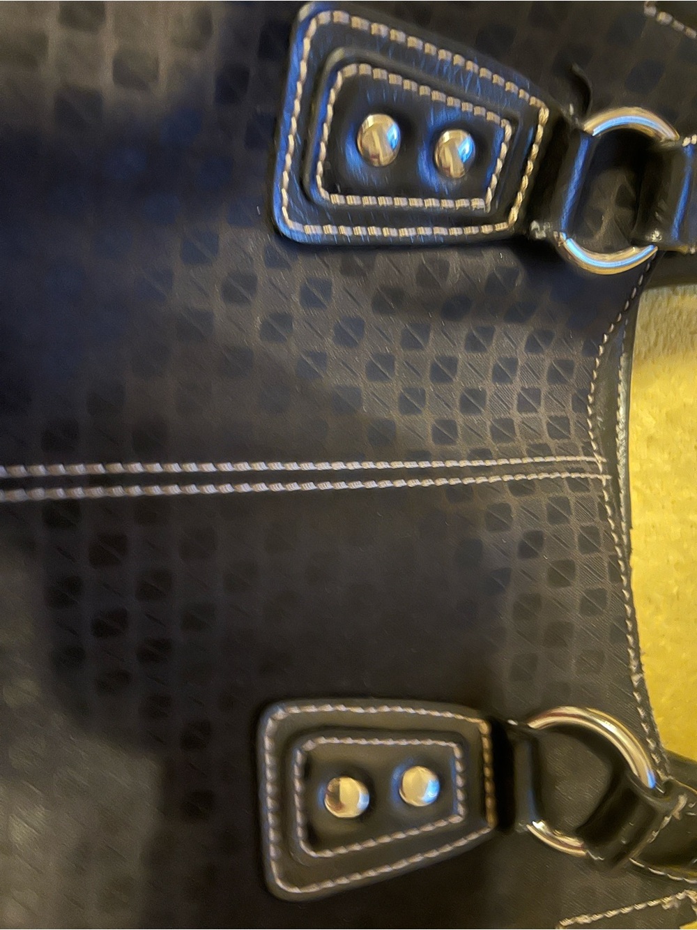 Nine & Co Black Geometric Satchel/Top Handle Bag with Double Handles - Picture 4 of 5